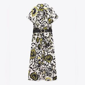 Zara Black and Green Paisley Midi Dress